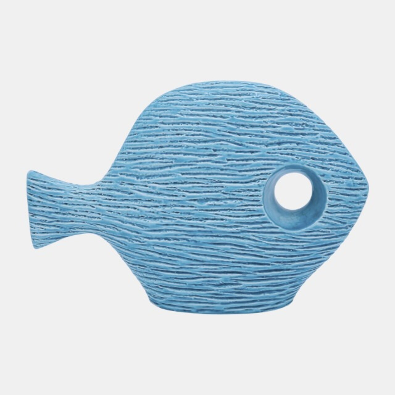 Kingston Living Ceramic Textured Fish Tabletop Figurine - 14" - Blue